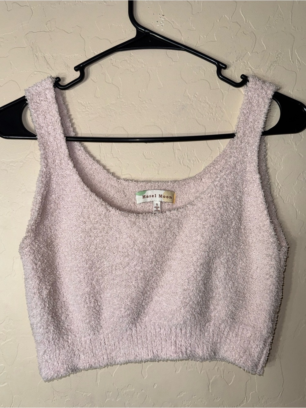 Hazel Moon Soft Fuzzy Cropped Tank Sweater Knit Crop Top Pink Size Small